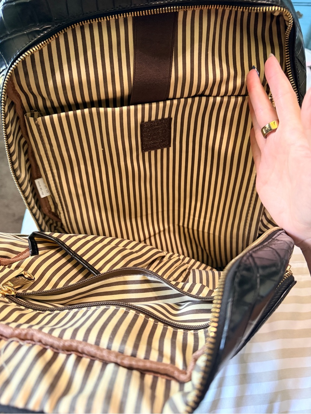 Black Croc-Embossed Backpack - Picture 2 of 4